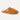 A chestnut color Sheepskin Slippers trimmed perfectly for hindfoot size on a light beige background, crafted with lightweight and suitable for year-round wear
