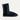 Black suede boot on a light gray background